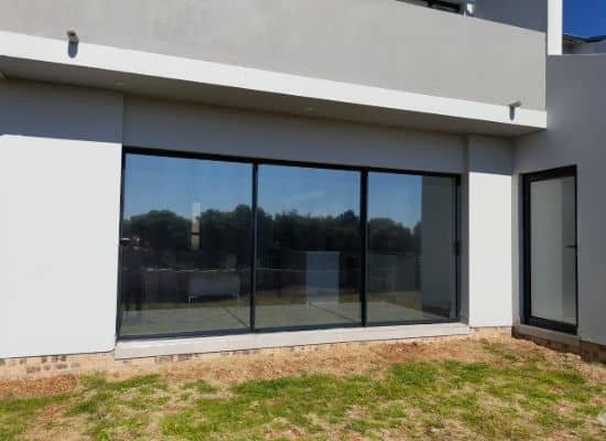 Commercial elevation glazed in dark aluminium framing